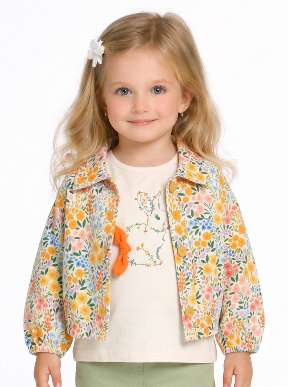 Kız Çocuk Gömlek 1-4 Yaş 31618 Turuncu - 1