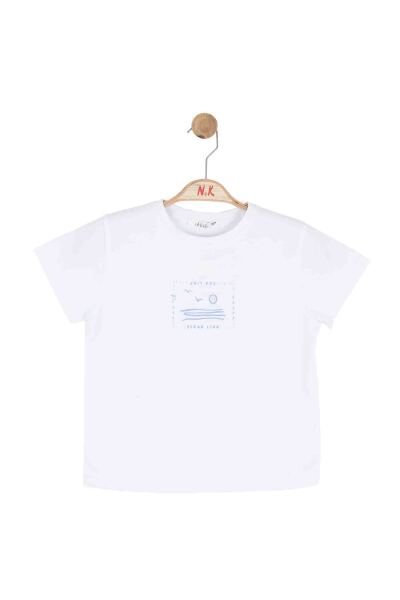 Kız Çocuk Tişort 8-14 Yaş 31384 Beyaz - Mavi - 4