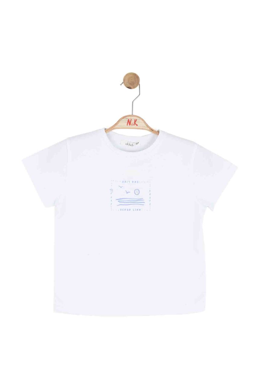 Kız Çocuk Tişort 8-14 Yaş 31384 Beyaz - Mavi - 4