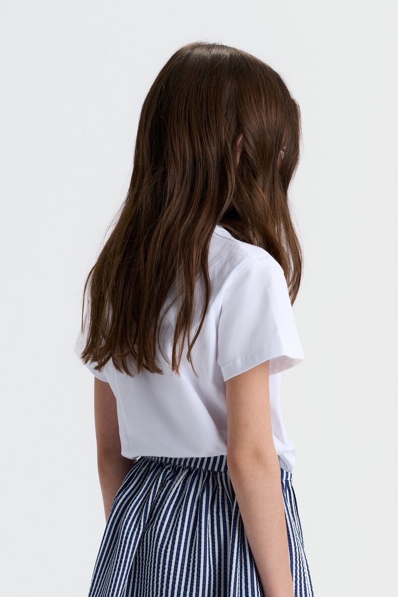 Kız Çocuk Tişort 8-14 Yaş 31331 Beyaz - Lacivert - 3