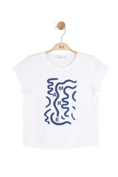 Kız Çocuk Tişort 8-14 Yaş 31331 Beyaz - Lacivert - 4