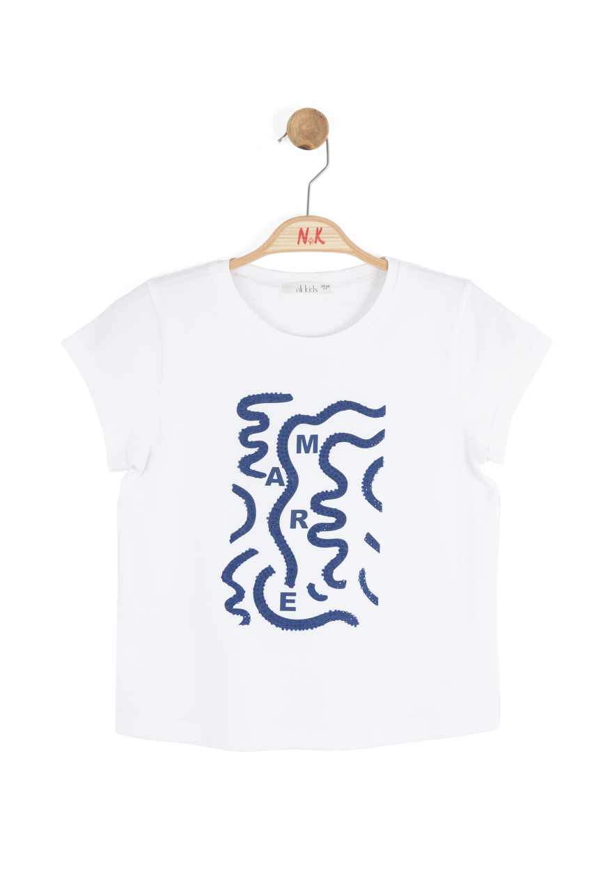Kız Çocuk Tişort 8-14 Yaş 31331 Beyaz - Lacivert - 4