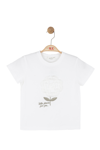 Kız Çocuk Tişort 4-8 Yaş 31506 Ekru - Yeşil - 3