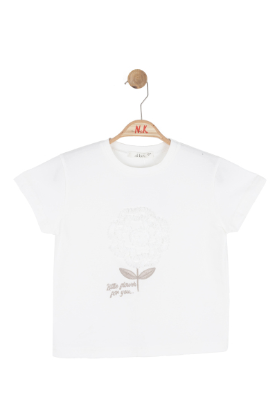 Kız Çocuk Tişort 4-8 Yaş 31506 Ekru - Vizon - 2