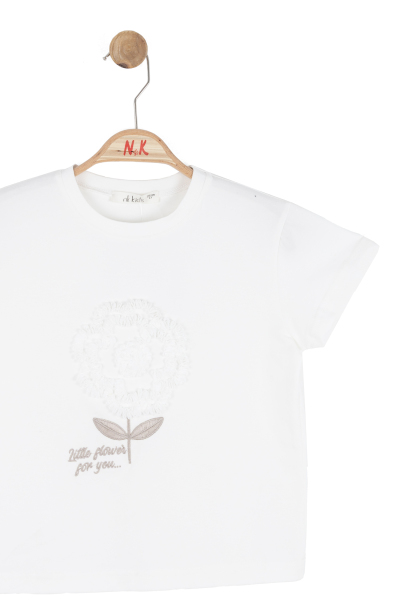 Kız Çocuk Tişort 4-8 Yaş 31506 Ekru - Vizon - 3