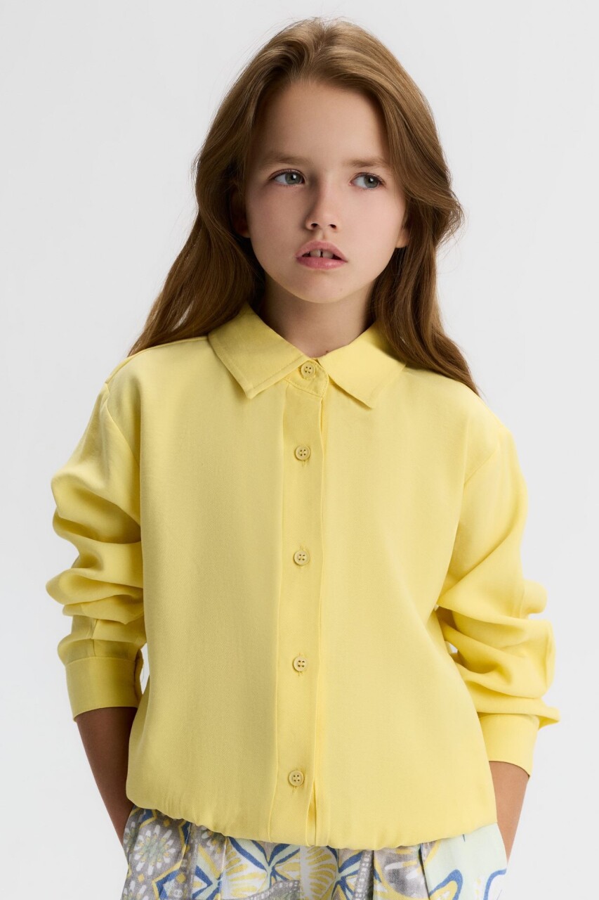 Kız Çocuk Gömlek 8-14 Yaş 31314 Sarı - 1