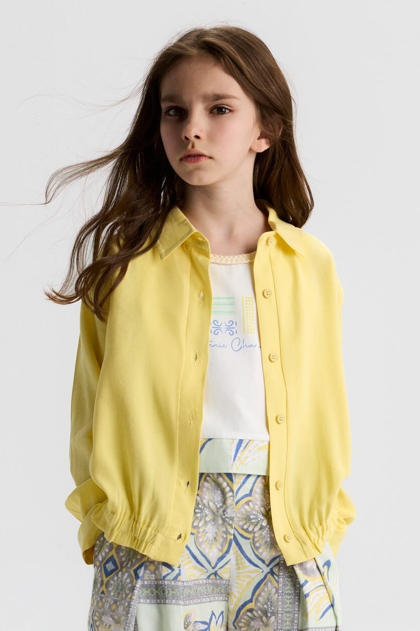 Kız Çocuk Gömlek 8-14 Yaş 31314 Sarı - 4