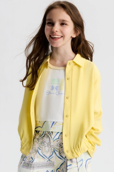 Kız Çocuk Gömlek 8-14 Yaş 31314 Sarı - 5