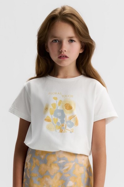 Kız Çocuk Tişort 8-14 Yaş 31312 Ekru - Sari - NK KİDS