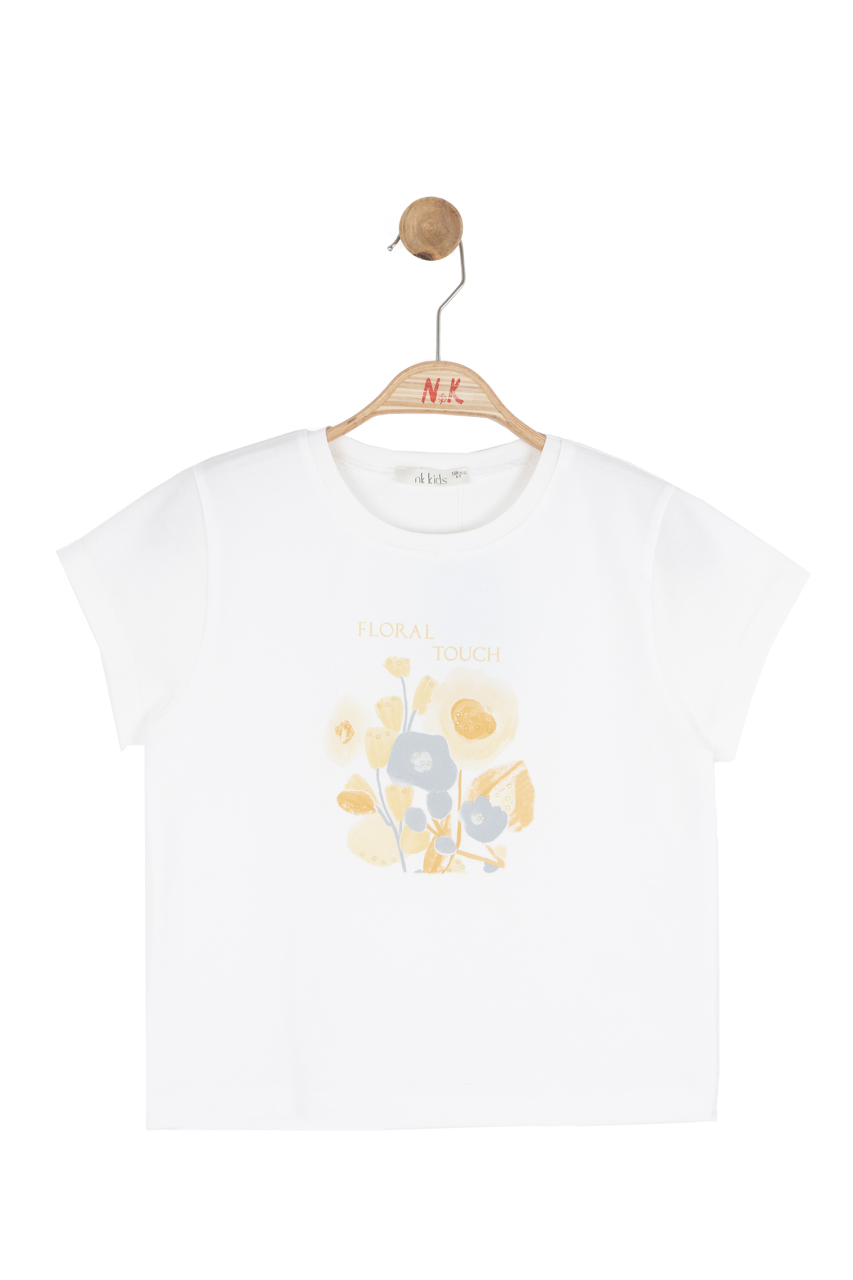 Kız Çocuk Tişort 8-14 Yaş 31312 Ekru - Sari - 5