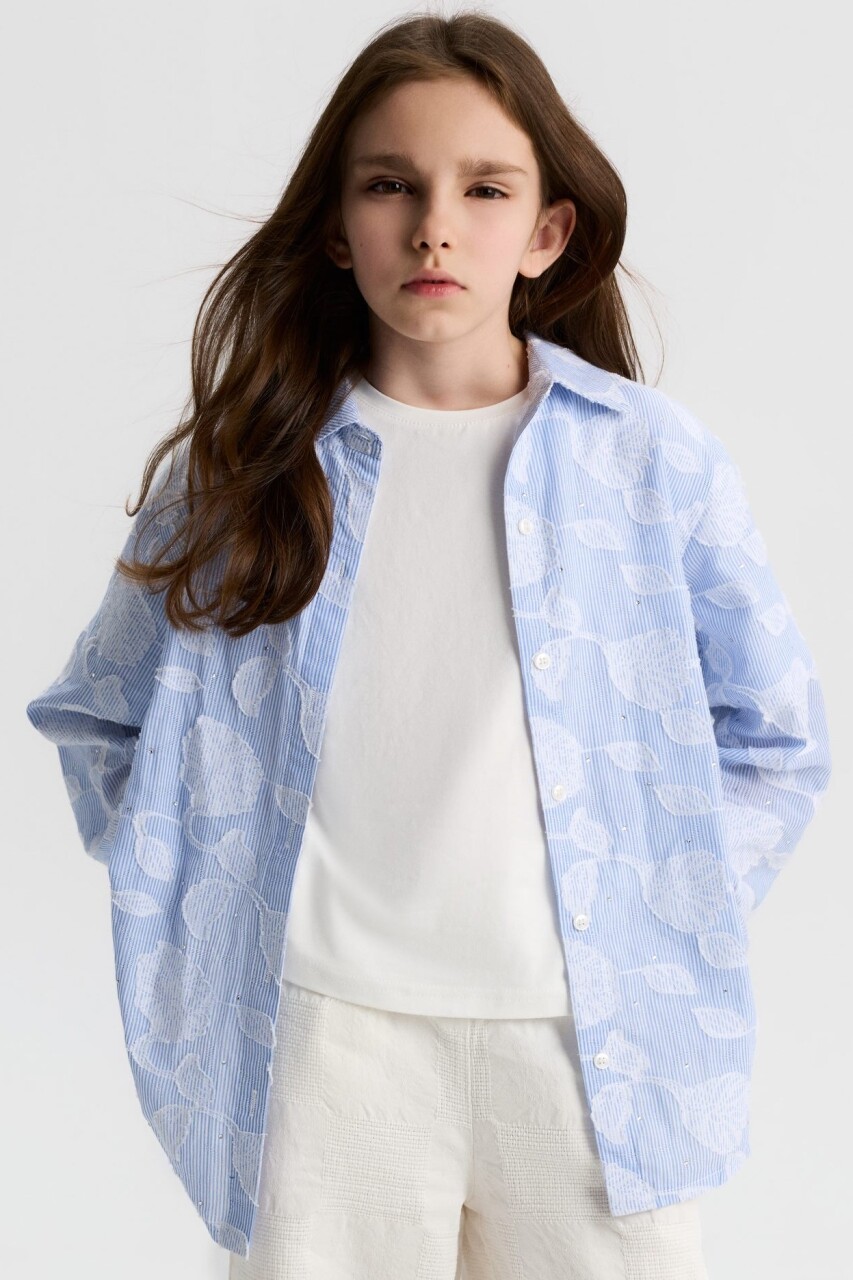 Kız Çocuk Gömlek 8-14 Yaş 31319 Mavi - 2