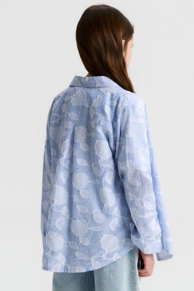 Kız Çocuk Gömlek 8-14 Yaş 31319 Mavi - 5