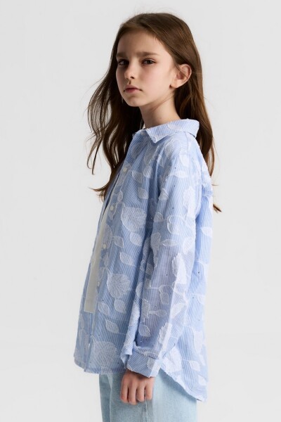 Kız Çocuk Gömlek 8-14 Yaş 31319 Mavi - 6