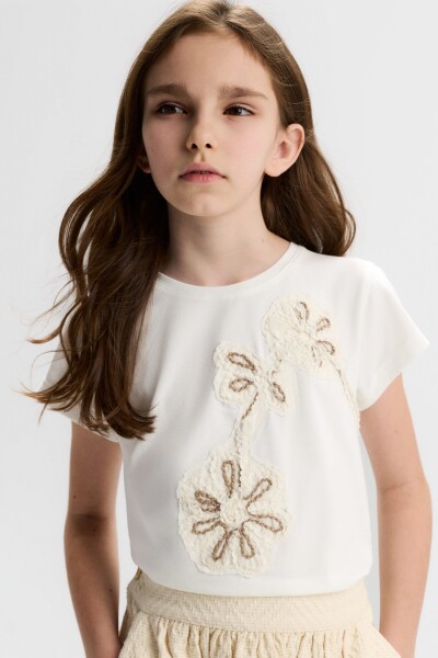 Kız Çocuk Tişort 8-14 Yaş 31334 Ekru - Vizon - NK KİDS