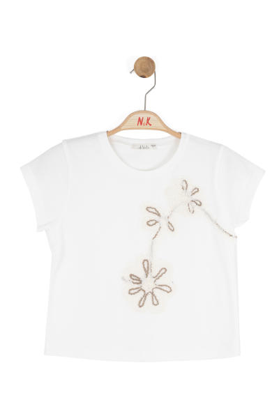 Kız Çocuk Tişort 8-14 Yaş 31334 Ekru - Vizon - 4