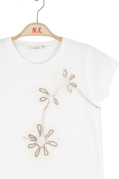 Kız Çocuk Tişort 8-14 Yaş 31334 Ekru - Vizon - 5