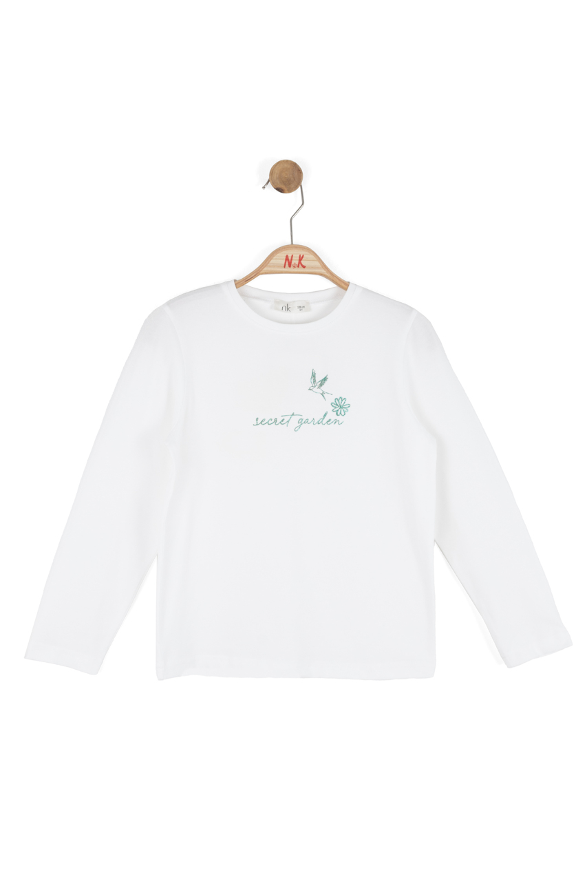 Kız Çocuk Tişort 8-14 Yaş 31336 Ekru - Yeşil - 2