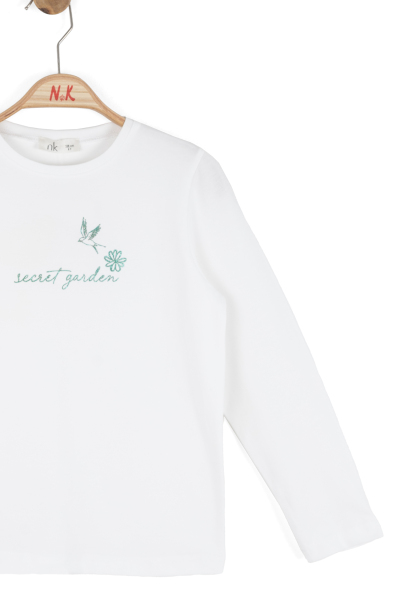 Kız Çocuk Tişort 8-14 Yaş 31336 Ekru - Yeşil - 4