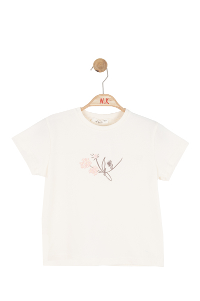 Kız Çocuk Tişort 4-8 Yaş 31537 Krem - 3