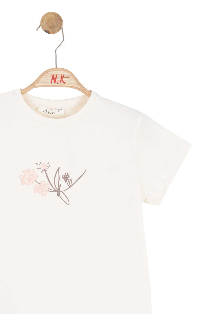 Kız Çocuk Tişort 4-8 Yaş 31537 Krem - 4