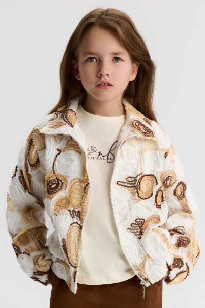 Kız Çocuk Ceket 8-14 Yaş 31388 Ekru - Camel - 2