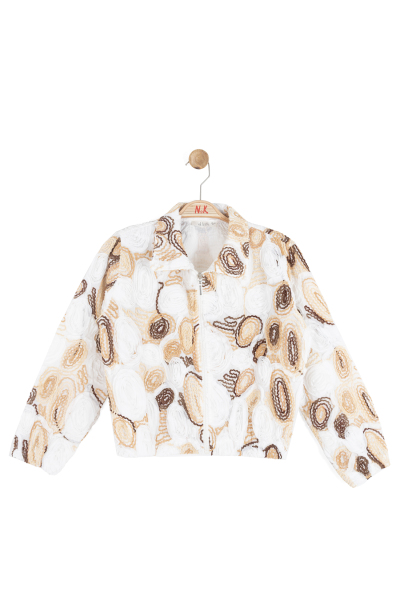 Kız Çocuk Ceket 8-14 Yaş 31388 Ekru - Camel - 5