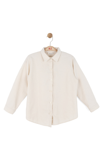 Kız Çocuk Gömlek 8-14 Yaş 31307 Krem - 3