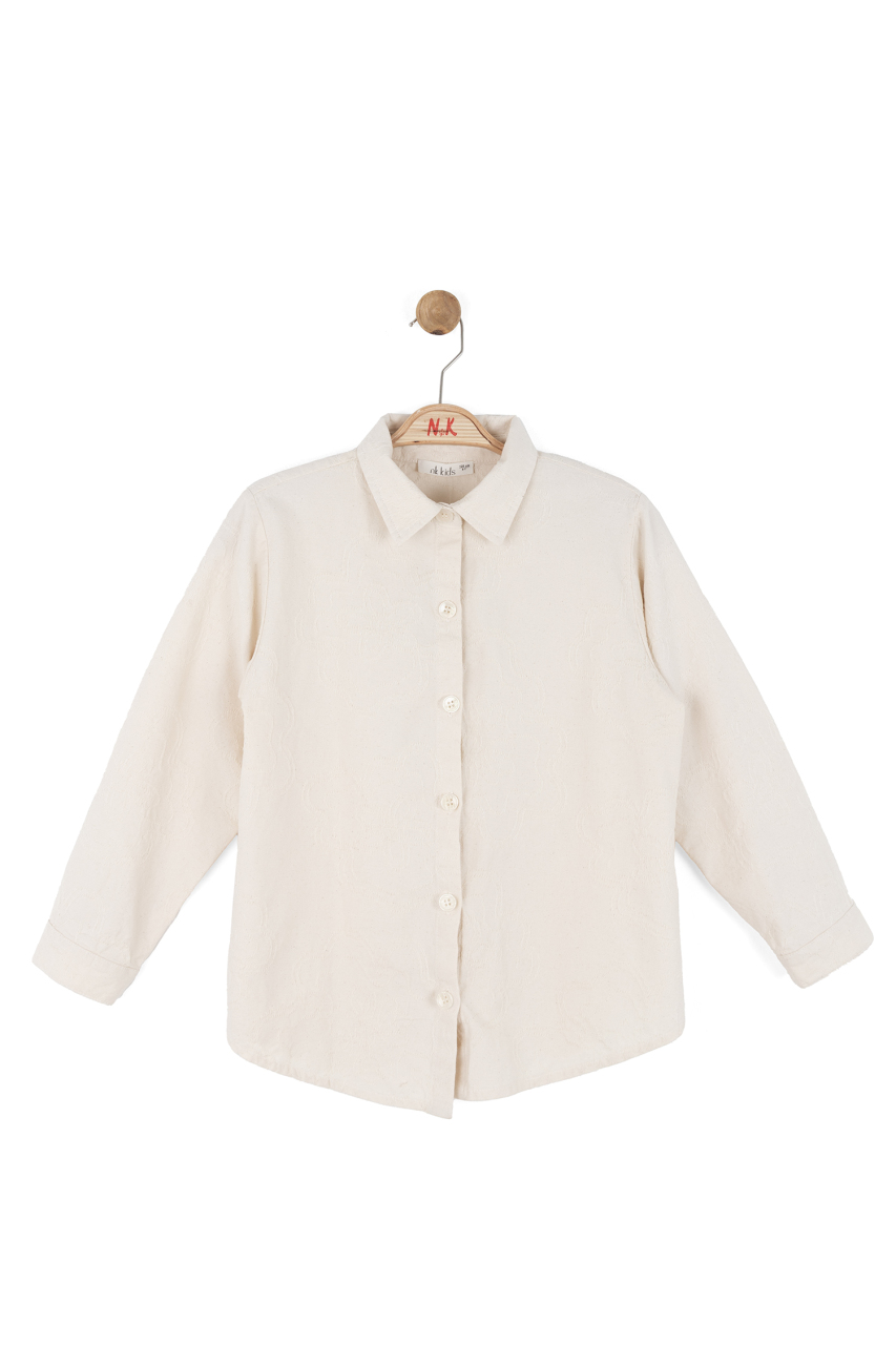 Kız Çocuk Gömlek 8-14 Yaş 31307 Krem - 3