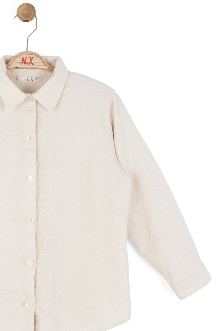Kız Çocuk Gömlek 8-14 Yaş 31307 Krem - 5