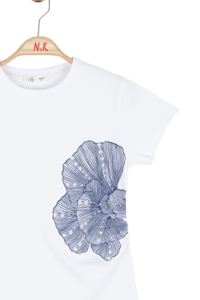 Kız Çocuk Tişort 8-14 Yaş 31308 Ekru - Lacivert - 4