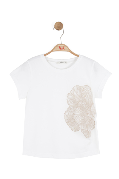 Kız Çocuk Tişort 8-14 Yaş 31308 Ekru - Vizon - 2