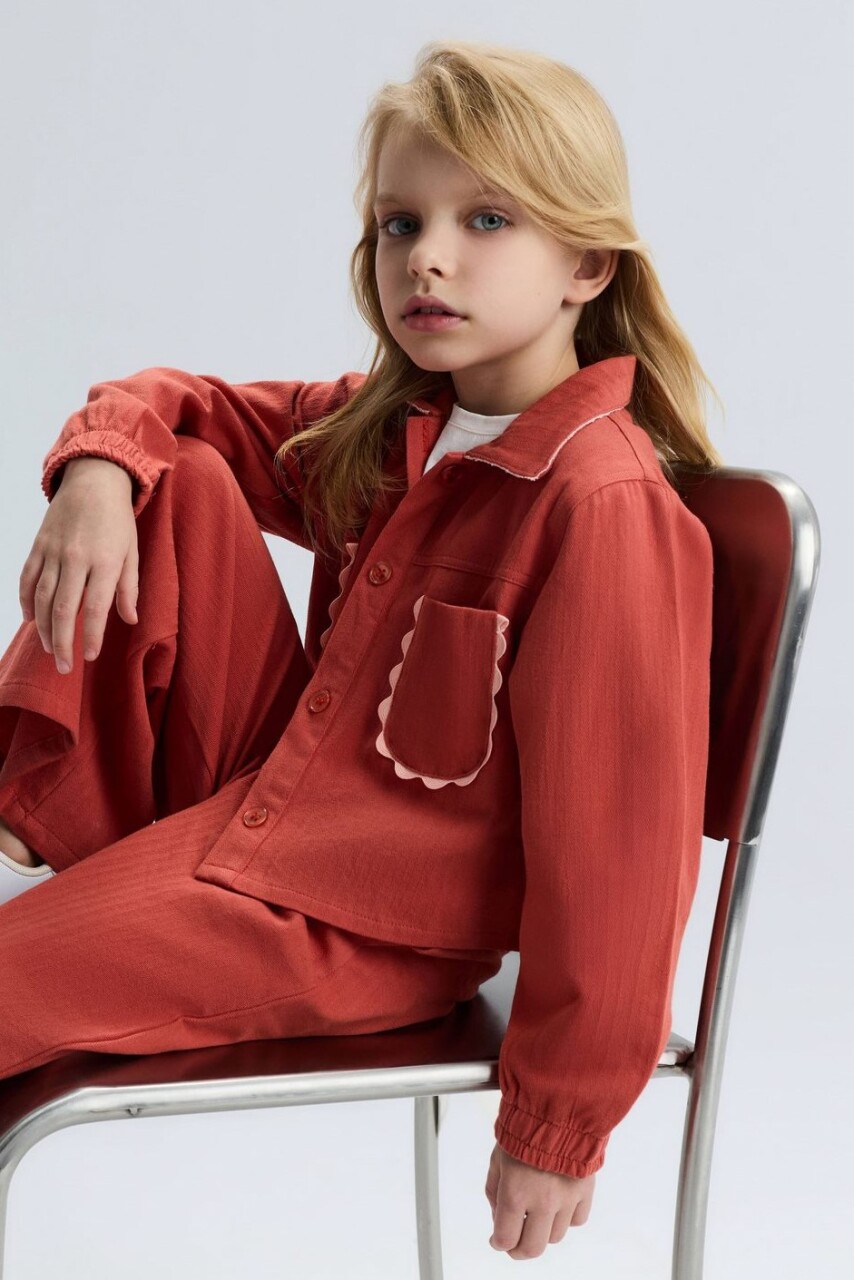 Kız Çocuk Gömlek 4-8 Yaş 31504 Kiremit - 4