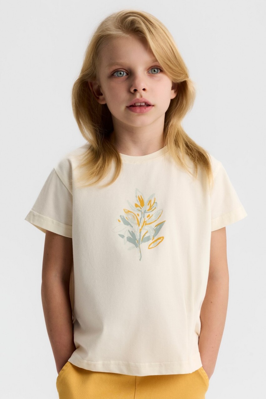 Kız Çocuk Tişort 4-8 Yaş 31512 Krem - 2