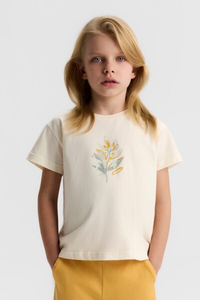 Kız Çocuk Tişort 4-8 Yaş 31512 Krem - 3