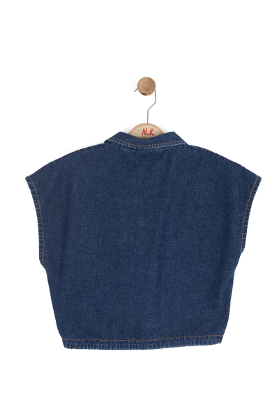 Kız Çocuk Yelek 8-14 Yaş 31703 Koyu Mavi - 2