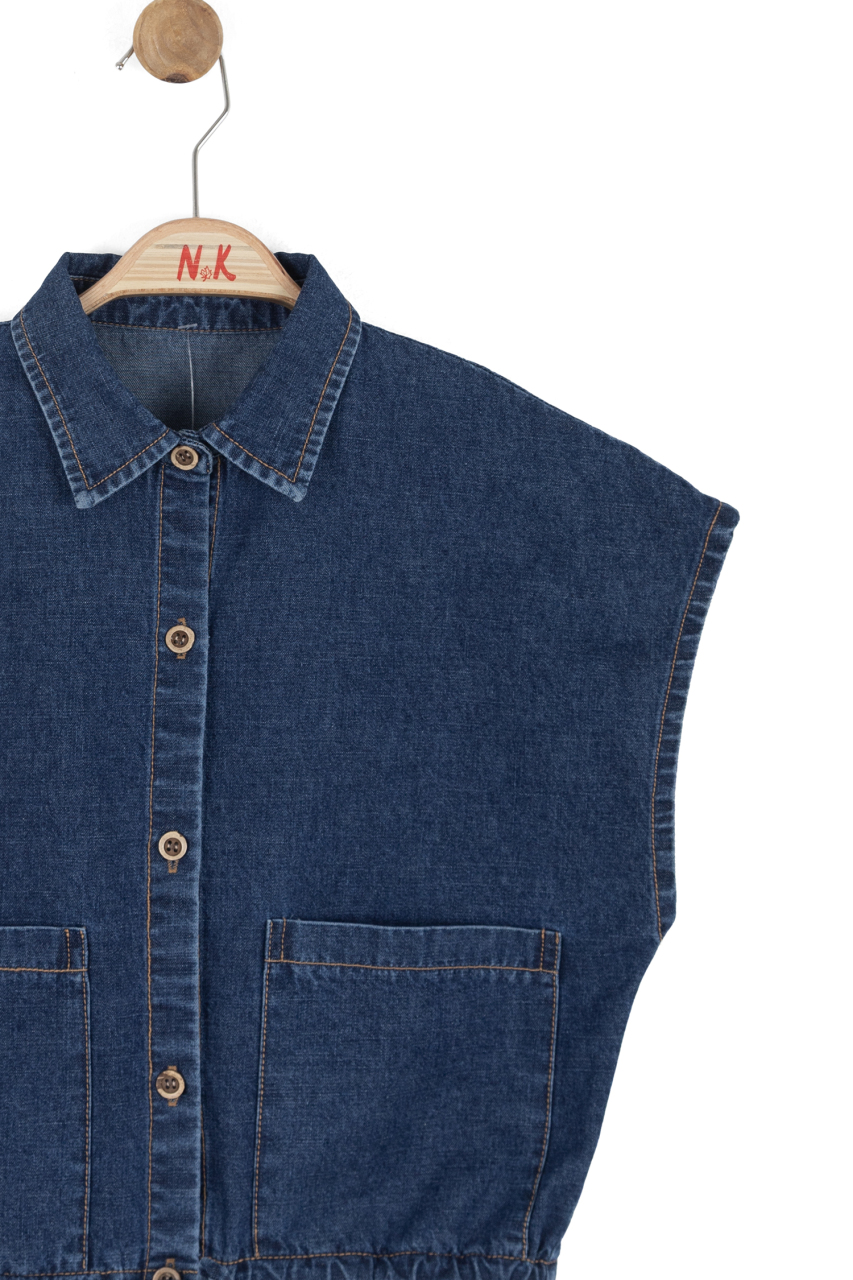 Kız Çocuk Yelek 8-14 Yaş 31703 Koyu Mavi - 3