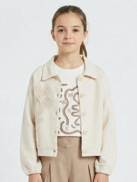 Kız Çocuk 3'lü Alt Üst Kombin Takmı 8-14 Yaş SET0504 Vizon - 3