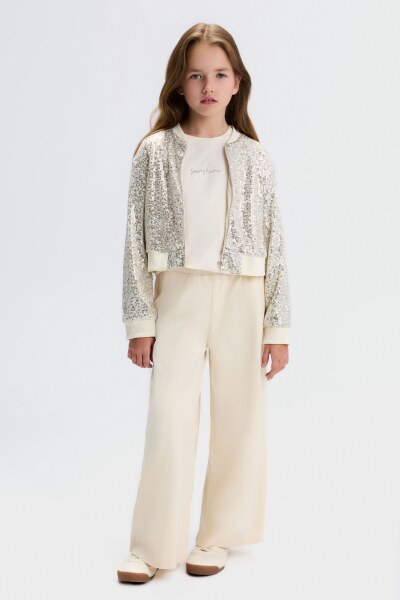 Kız Çocuk 3'lü Alt Üst Kombin Takmı 8-14 Yaş SET0506 Krem - NK KİDS