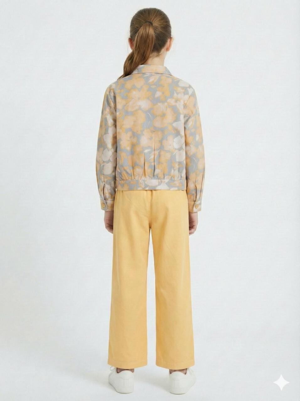 Kız Çocuk 3'lü Alt Üst Kombin Takmı 8-14 Yaş SET0502 Sarı - 2