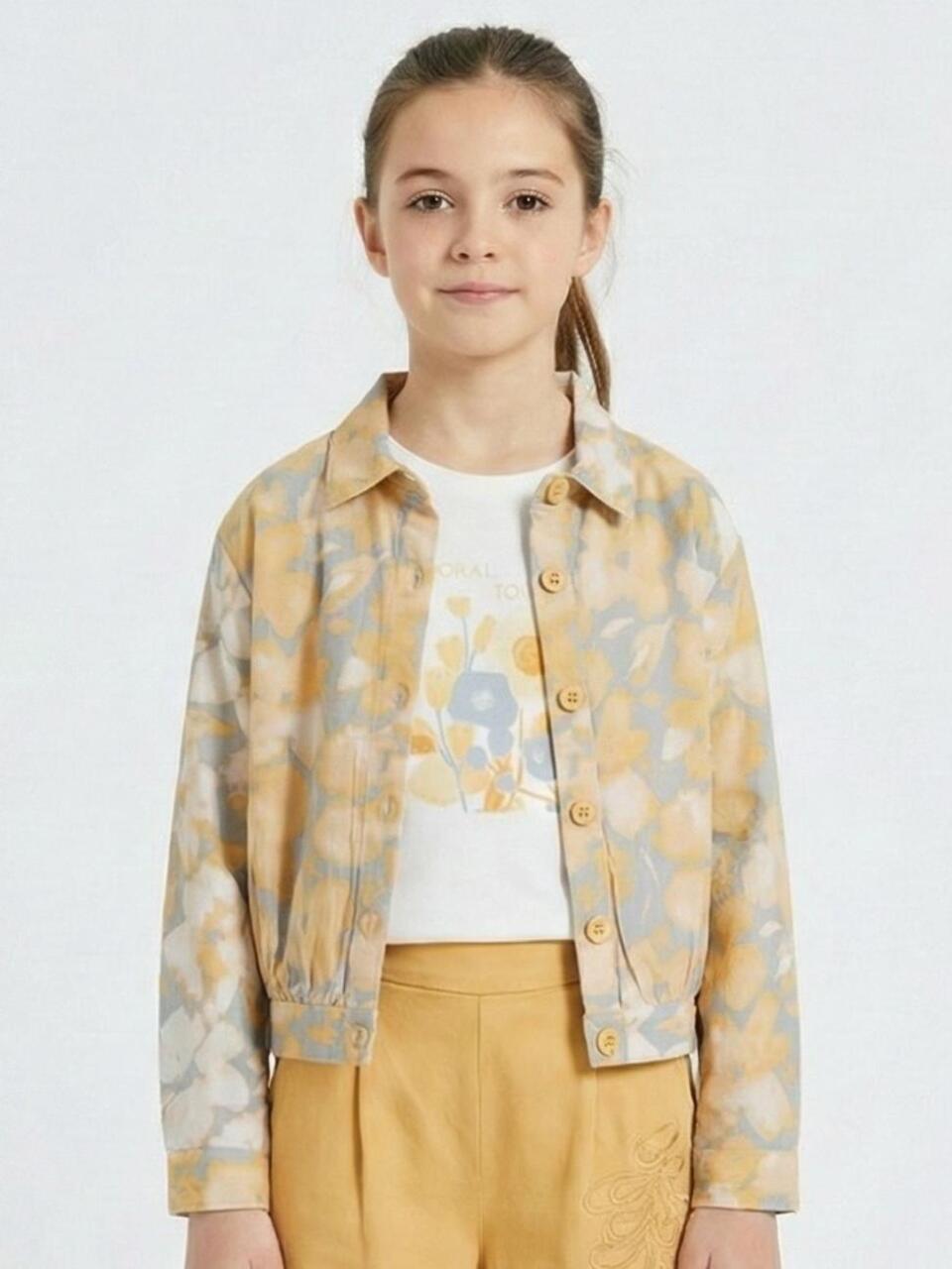 Kız Çocuk 3'lü Alt Üst Kombin Takmı 8-14 Yaş SET0502 Sarı - 3