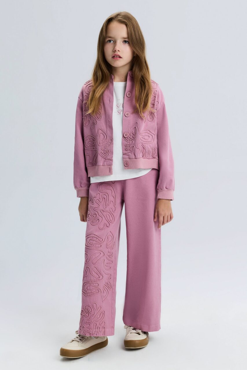 Kız Çocuk 3'lü Alt Üst Kombin Takmı 8-14 Yaş SET0490 Gül Kurusu - 1