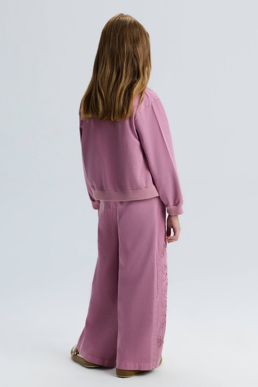 Kız Çocuk 3'lü Alt Üst Kombin Takmı 8-14 Yaş SET0490 Gül Kurusu - 3