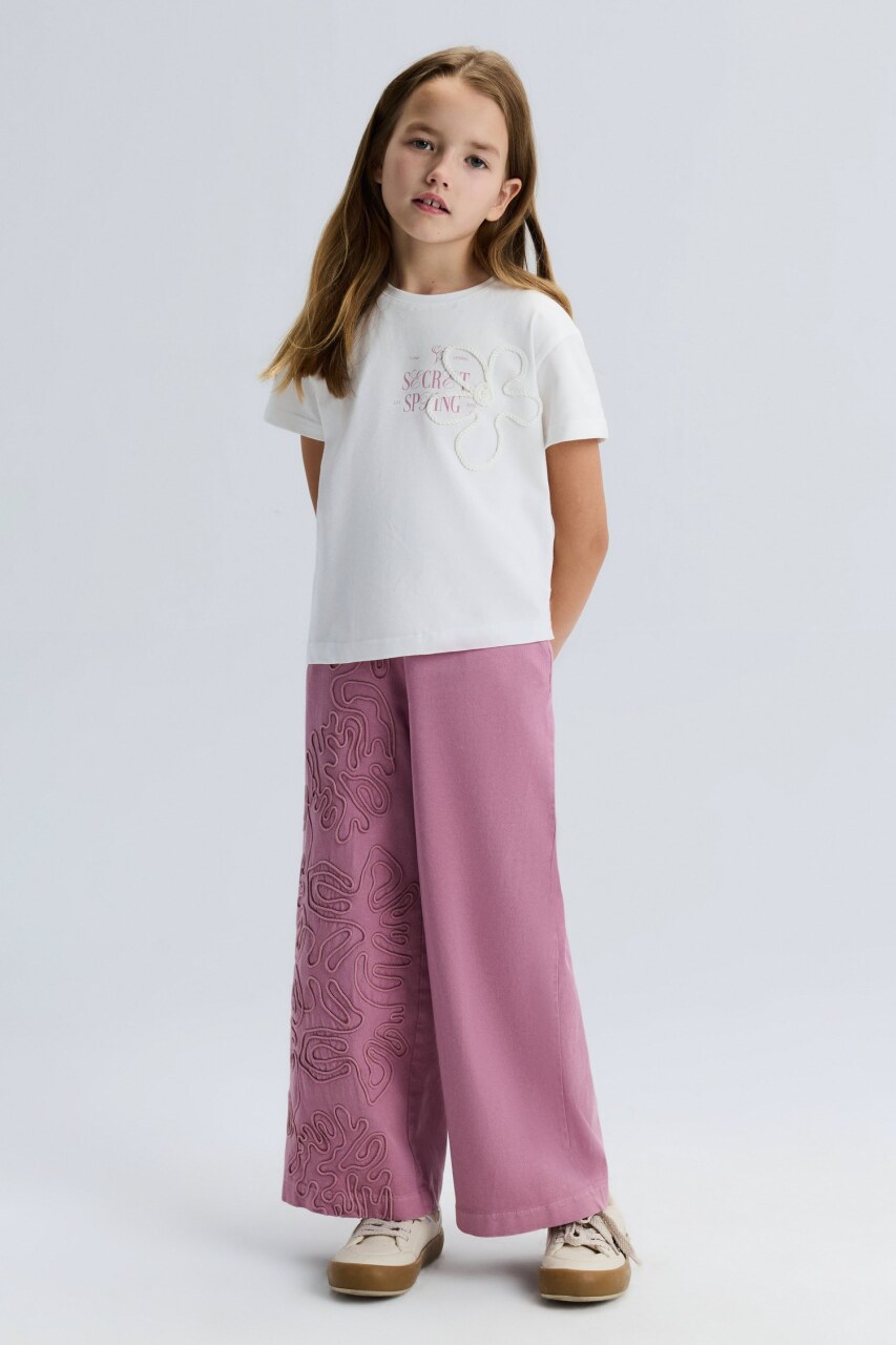 Kız Çocuk 3'lü Alt Üst Kombin Takmı 8-14 Yaş SET0490 Gül Kurusu - 4