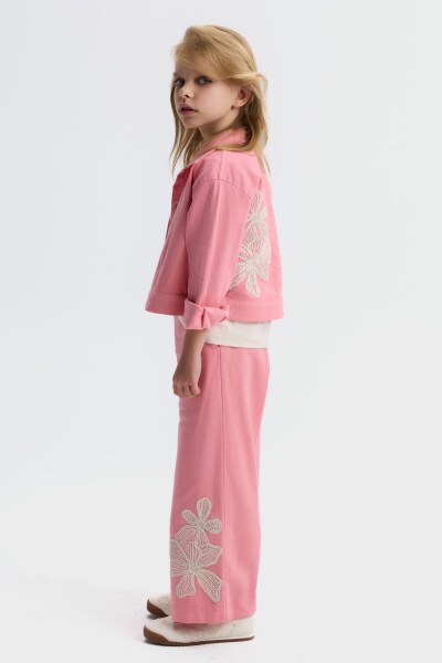 Kız Çocuk 3'lü Alt Üst Kombin Takmı 4-8 Yaş SET0514 Pembe - 2