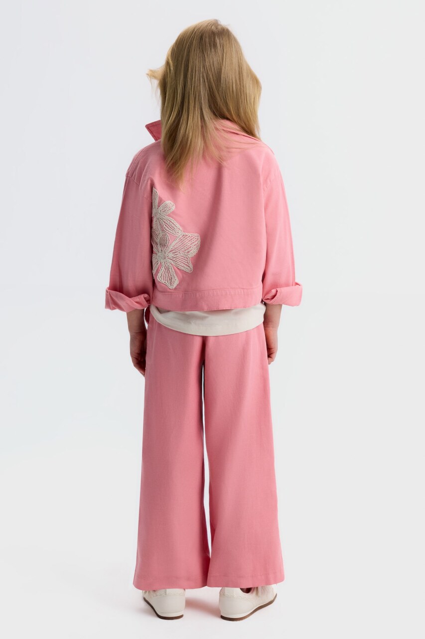 Kız Çocuk 3'lü Alt Üst Kombin Takmı 4-8 Yaş SET0514 Pembe - 3