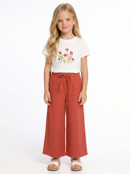 Kız Çocuk 3'lü Alt Üst Kombin Takmı 4-8 Yaş SET0513 Kiremit - 3