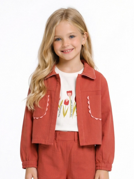 Kız Çocuk 3'lü Alt Üst Kombin Takmı 4-8 Yaş SET0513 Kiremit - 5