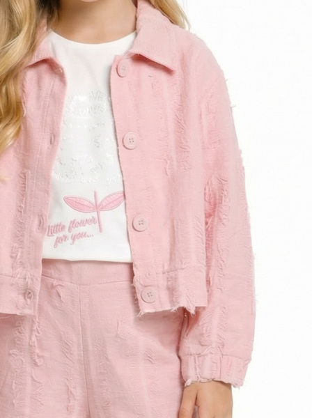 Kız Çocuk 3'lü Alt Üst Kombin Takmı 4-8 Yaş SET0509 Gül Kurusu - 4