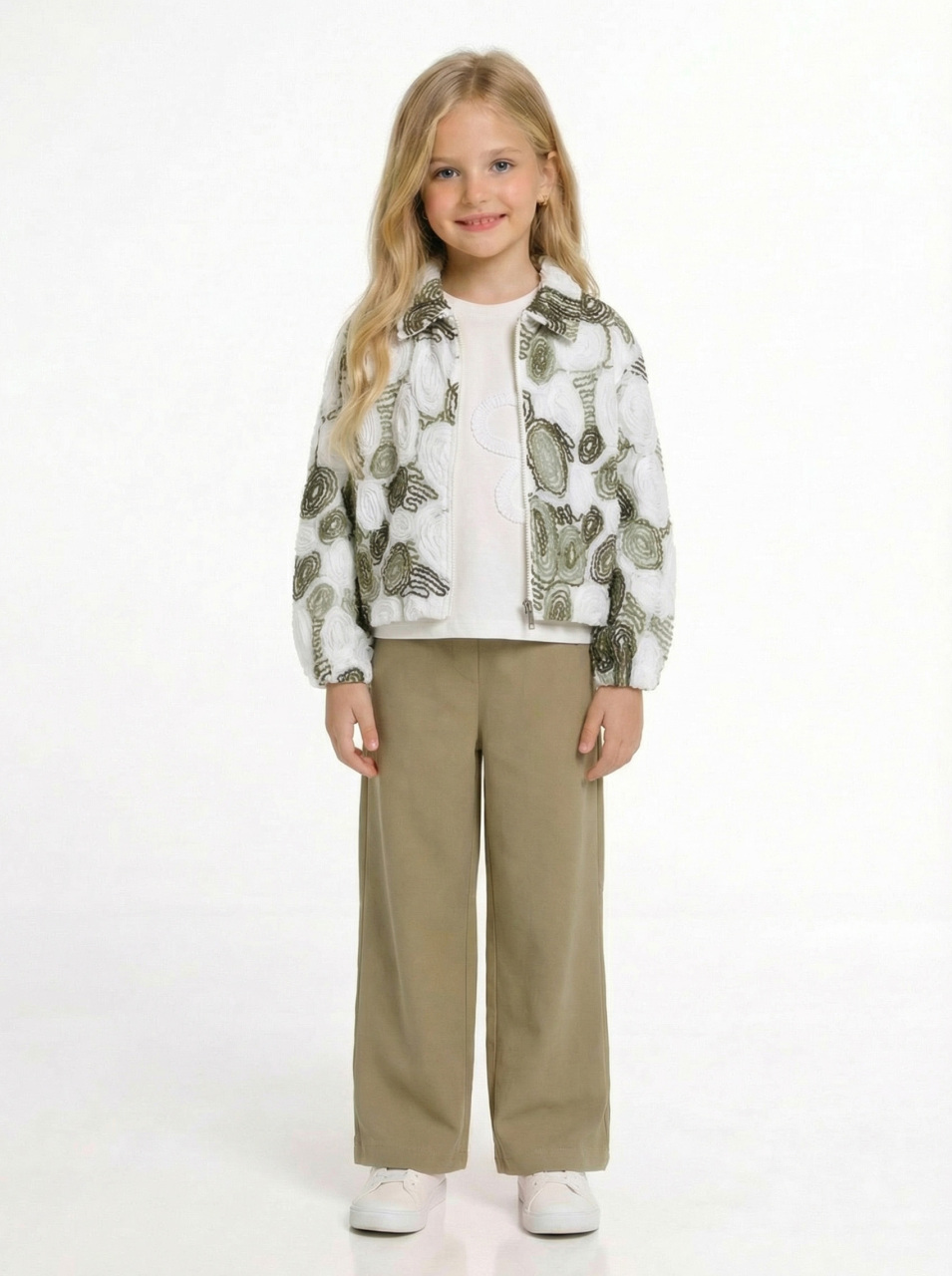 Kız Çocuk 3'lü Alt Üst Kombin Takmı 4-8 Yaş SET0512 Yeşil - 1