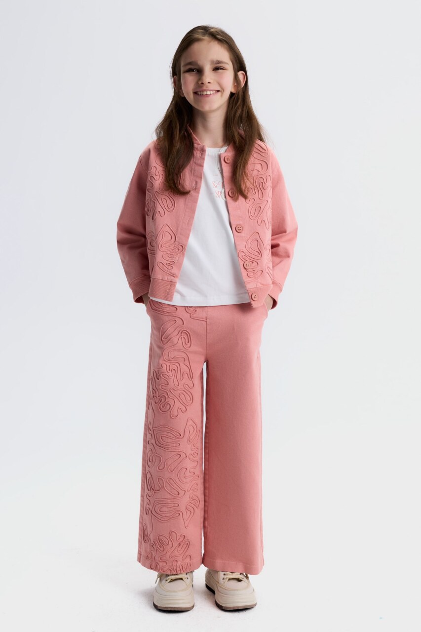 Kız Çocuk 3'lü Alt Üst Kombin Takmı 8-14 Yaş SET0488 Coral - 1